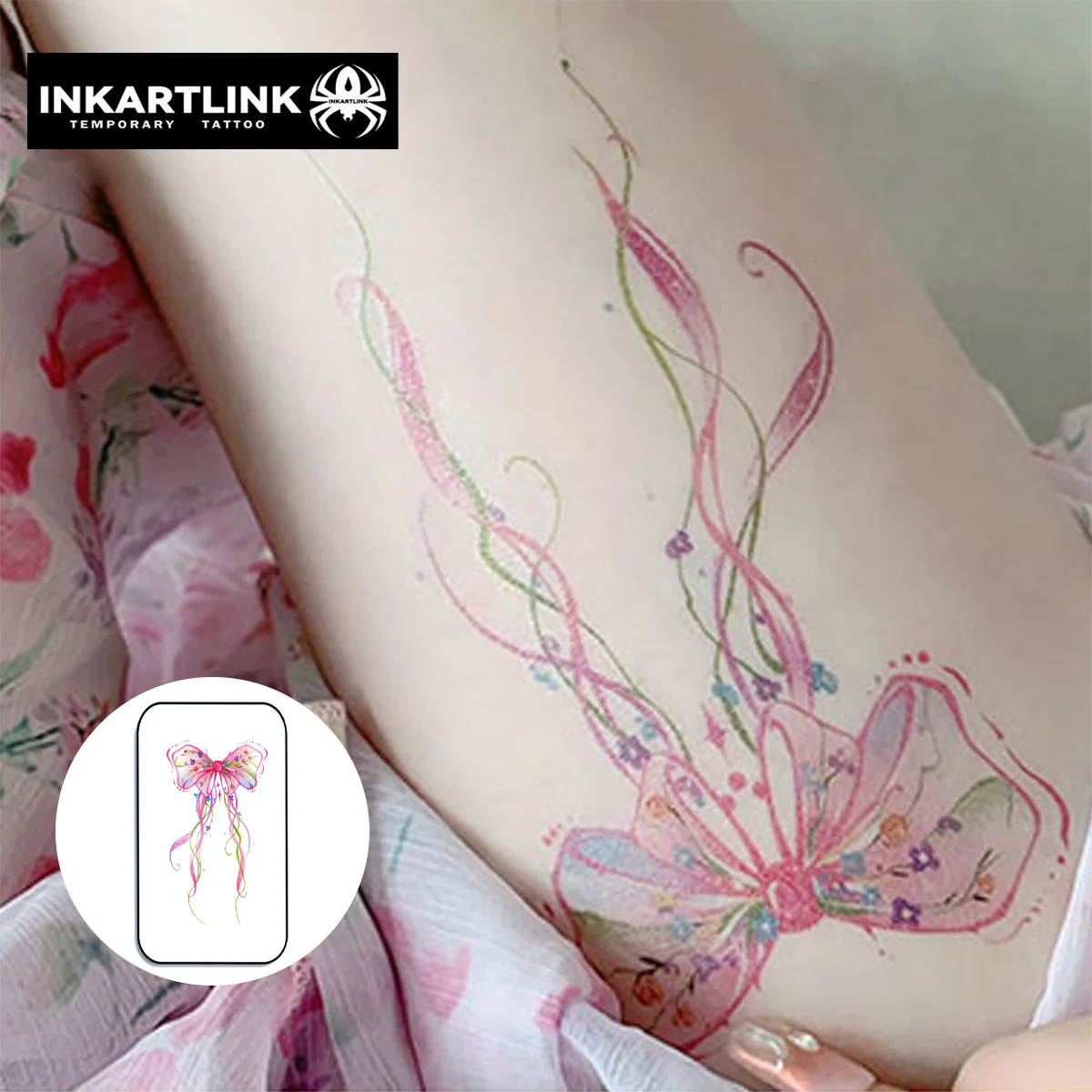 INKARTLINK Temporary Tattoo Stickers Waterproof Color Printing Bow Temporary Tattoo Party Supplies DIY Stickers for Men and Wome