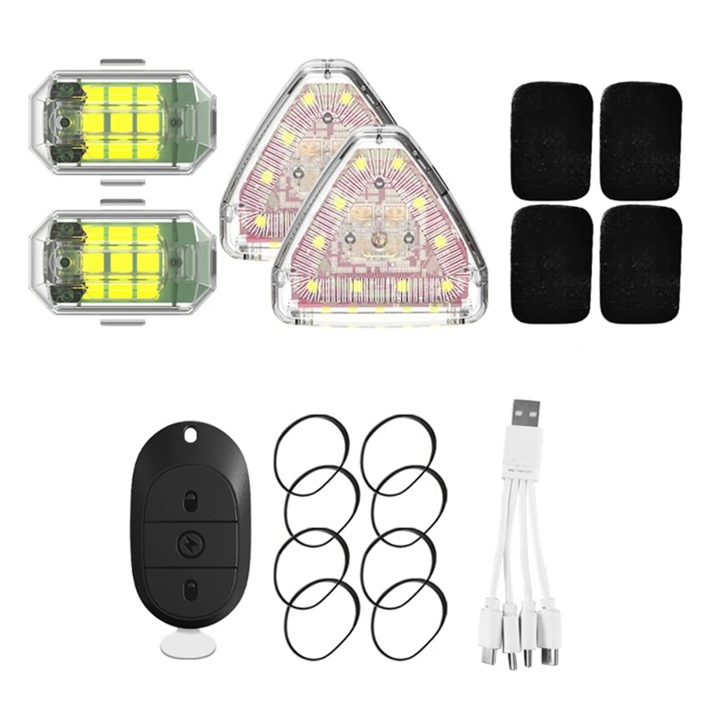 Lampu strobo LED Mini tanpa kabel, lampu strobo LED, nirkabel, pengisian daya USB, tahan debu, tahan air untuk Drone mobil, truk, sepeda, perahu