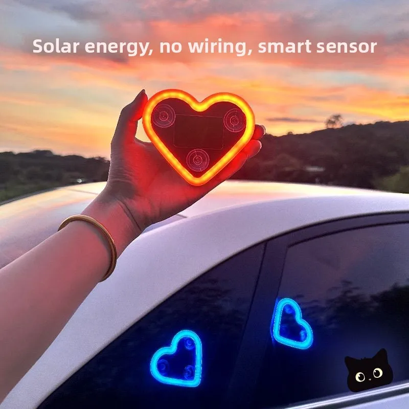 

Solar Powered Wireless LED Car Triangle Window Love Light Neon C Pillar Atmosphere Decoration