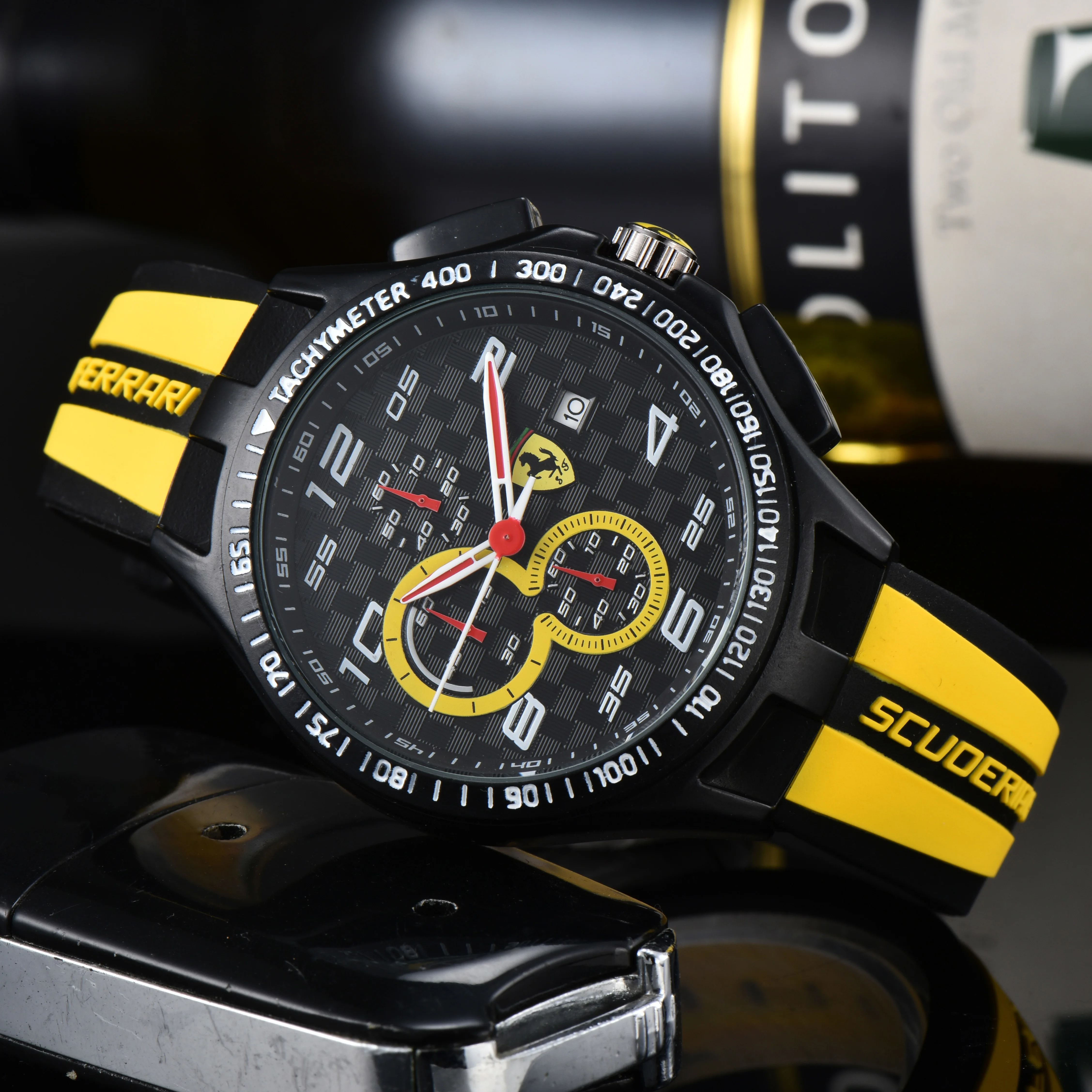 لفيراري سبورت ساعة كوارتز رجالية LED عرض مزدوج التقويم رجالي ساعات رقمية مقاوم للماء مضيئة كرونوغراف رجل ساعة