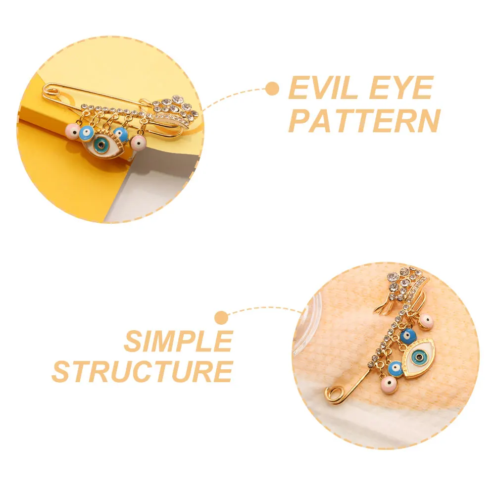 

2pcs Evil Eye Brooch Pins Decorative Lapel Pin For Women Glamorous Clothing Accessories Colorful Pin Clips For Sweaters Scarves