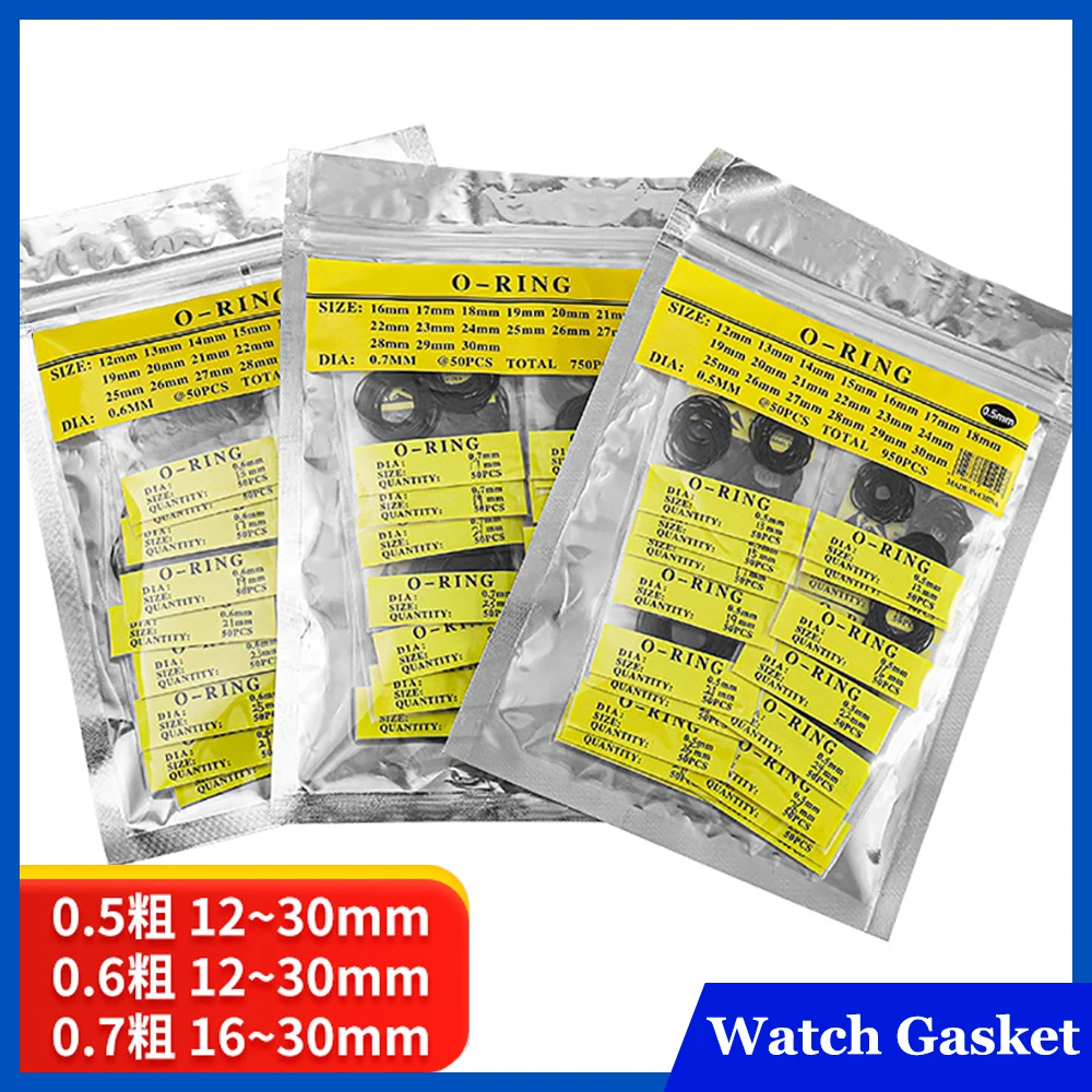 960 unids/set junta trasera de reloj 12-30mm caja de goma impermeable junta tórica herramienta de reparación para relojero 0,5mm 0,6mm 0,7mm de espesor