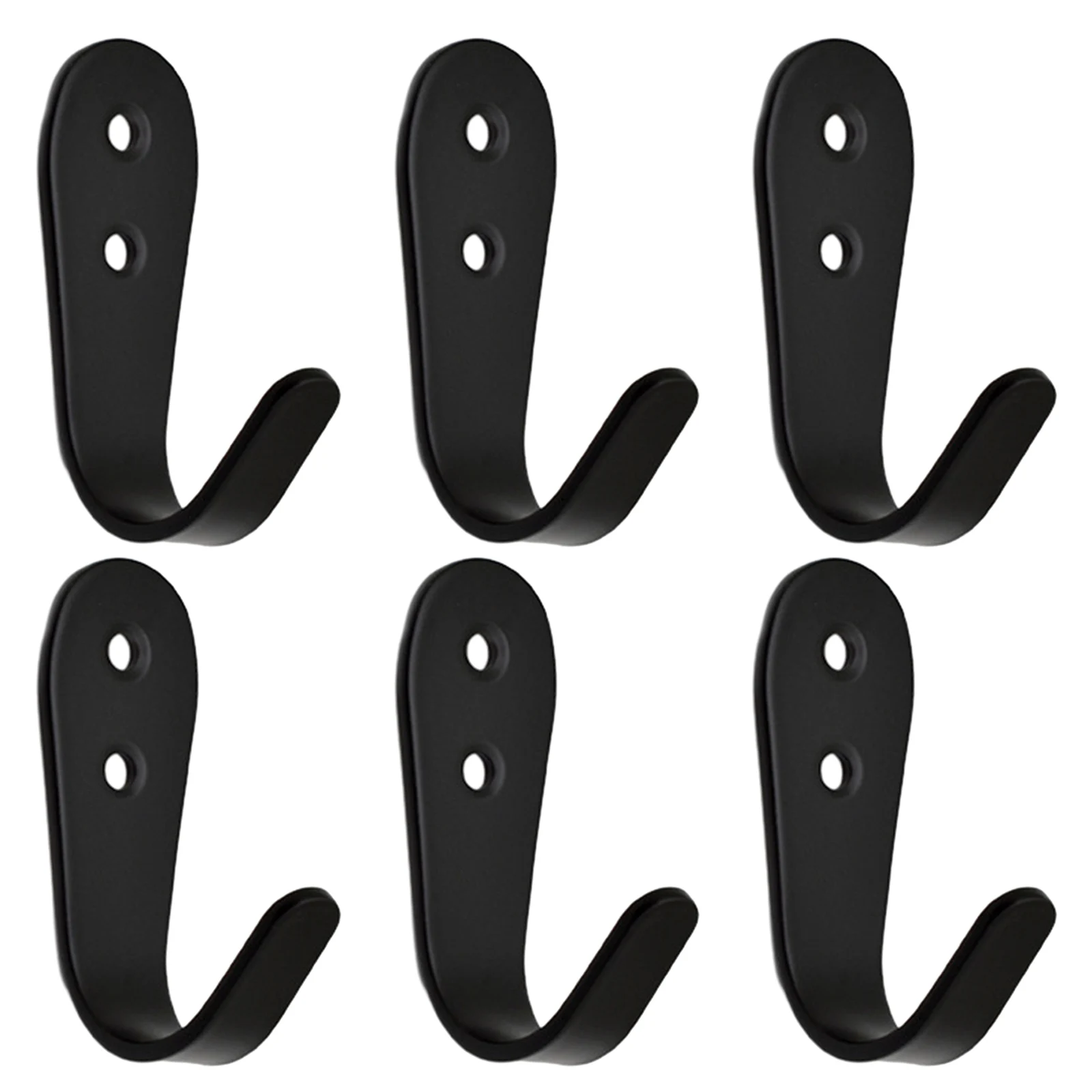 Towel Hanger Holder Coat Single Hook Kitchen Bathroom Bedroom Small U-shaped Wall-mounted 4pcs Black Solid Metal