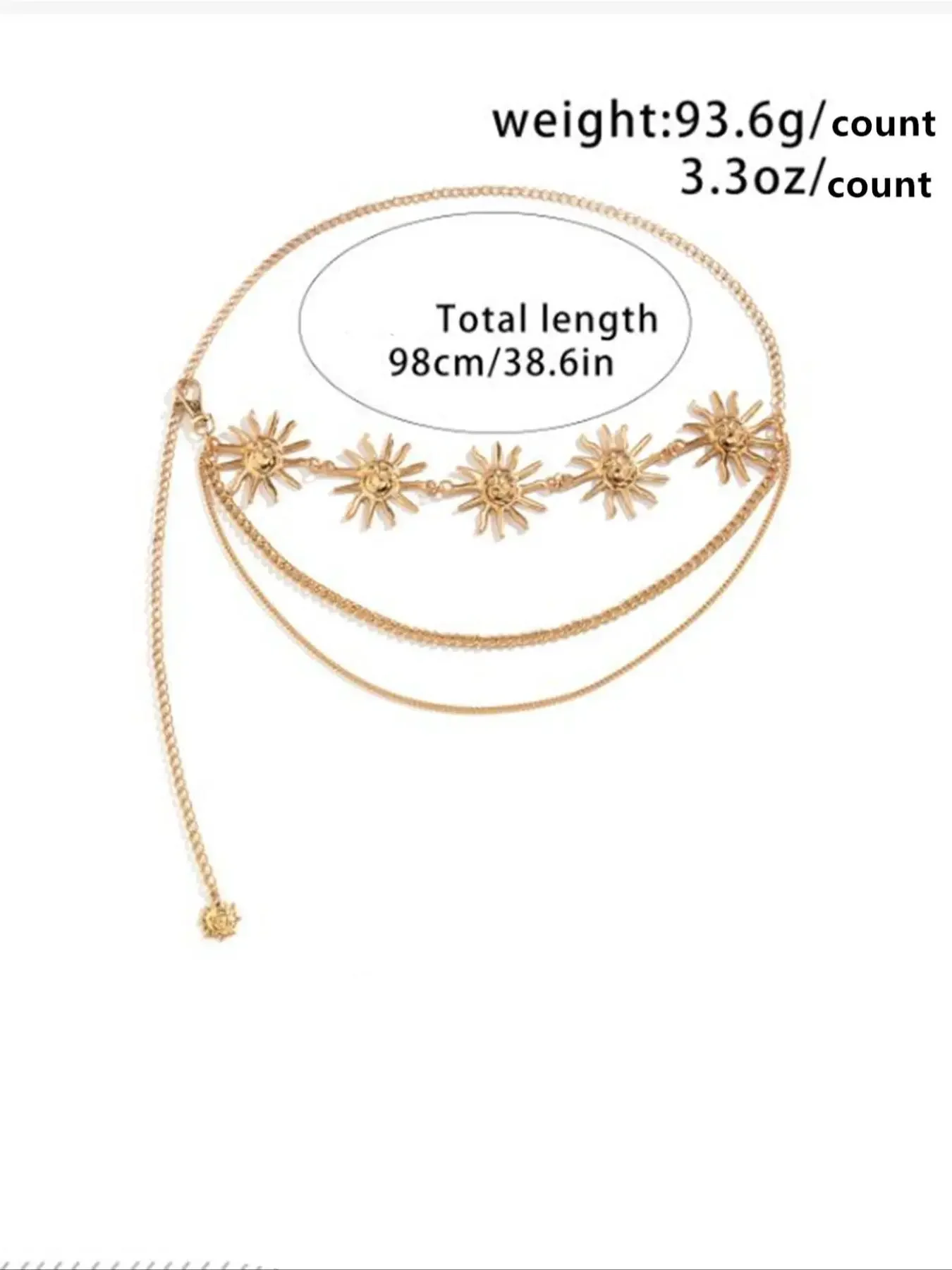 Women's Sun Adjustable Waist Chain, Body Chain, Belly Chain, Bohemian Style Unique Accessory for Holidays & Daily Wear, Perfect Addition to Your Boho Wardrobe
