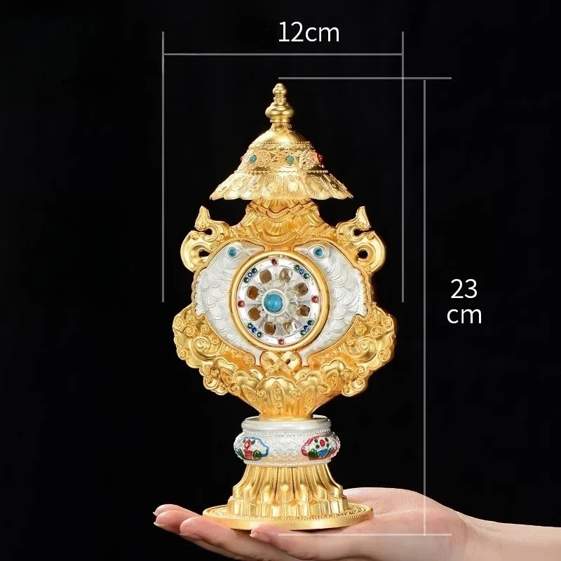 Gilded Auspicious Ornaments Tibetan Inlaid Bead Decoration Buddhist Hall Offering Ornaments Buddhist Supplies Religious Decor - view 3