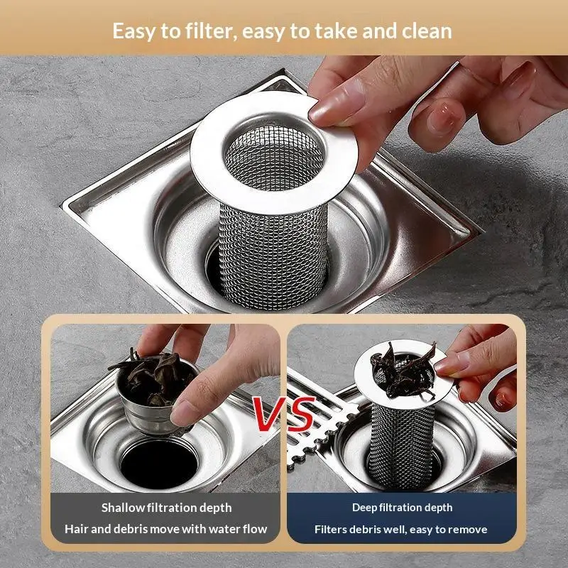 Stainless Steel Floor Drain Filter Mesh Kitchen Sink Filter Bathtub Hair Catcher Stoper Anti-clog Shower Net Strainer Drains