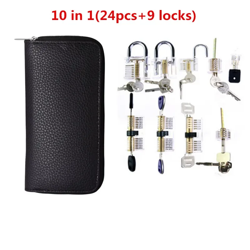 GOSO 24PCS Transparent Practice Locks pick Set Locksmith Tools