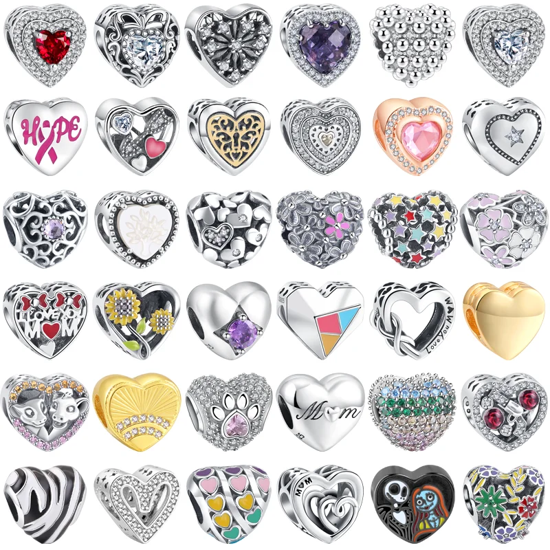 

925 Sterling Silver Charms Heart Beads Dog Claw Stars Sunflower Bow Fit Original Pandora For Bracelets DIY Jewelry Making Gifts