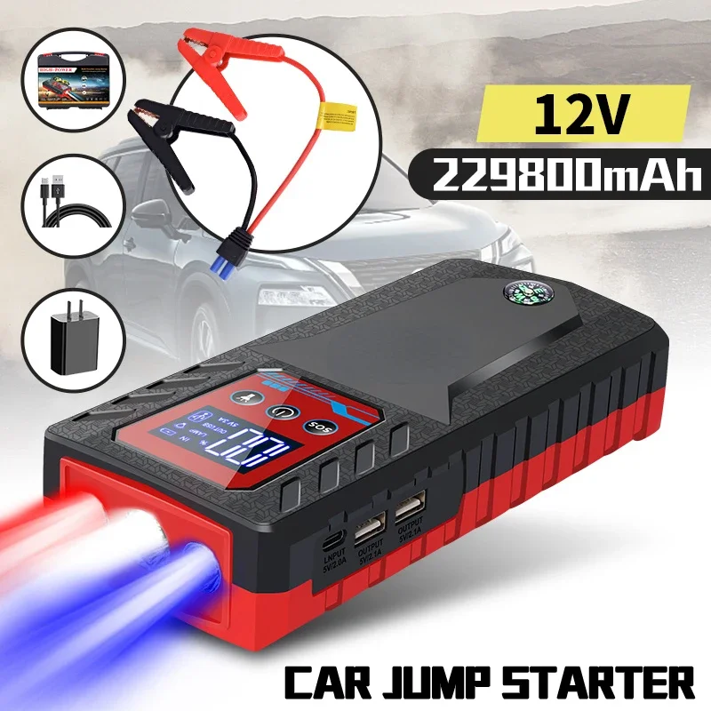 Dispositivo de arranque de batería de coche, arrancador portátil automotriz de 229800mah, Banco de energía de emergencia, cargador de refuerzo, nuevo dispositivo de arranque