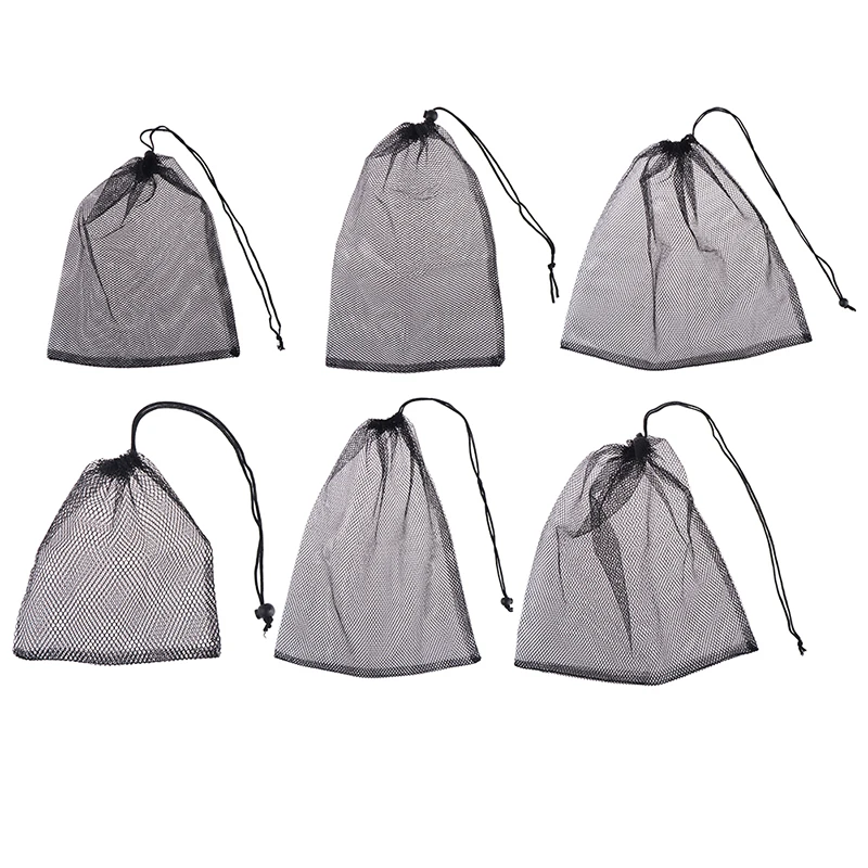 

1pcs Thickened Drawstring Bag Black Nylon Reticule Mesh Pocket Net Bags Multi Sizes Dustproof Home Storage Pouch Portable