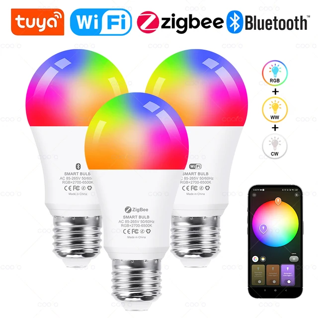 Tuya E27 Zigbee LED Bulbs WiFi Bluetooth Smart LED Lamp 15W 18W Light Bulb Remote Control Works With Amazon Alexa Google Yandex