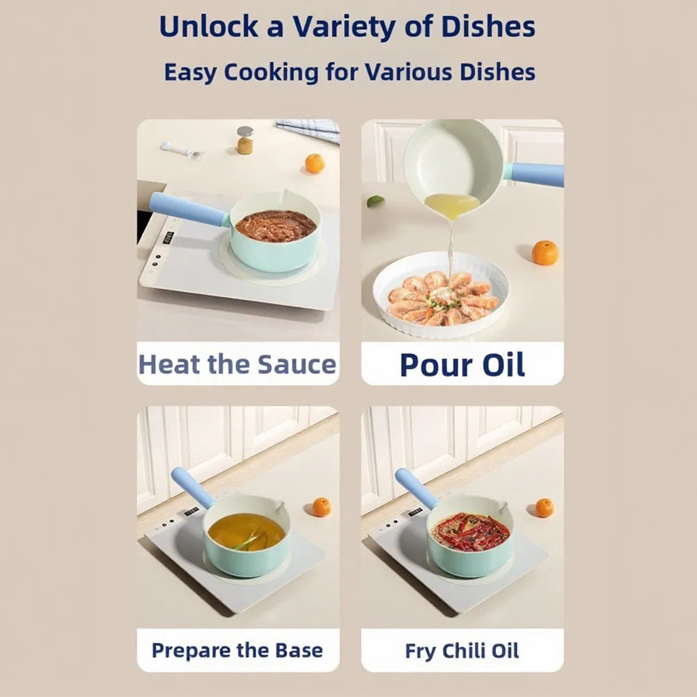 Deep Single Grip Pot For Home Oil Splashing Soup And Daily Kitchen Cooking With Insulated Curved Handle And Flat Bottom