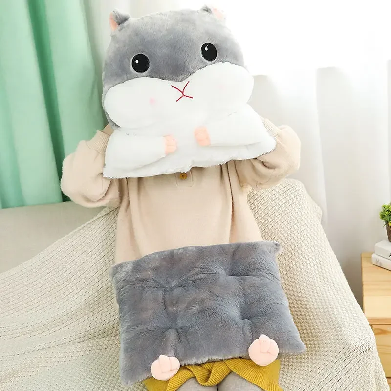 Cute Hamster Hand Warmer Pillow Sleeping Cushion Office Student Chair Cushion Seat Cushion Chair Winter Thickened Backrest