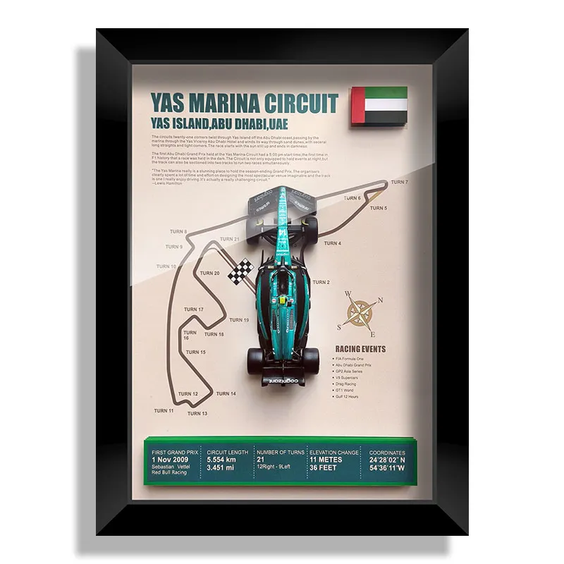 Bburago 1:43 F1 Aston Martin AMR23 #14 Aramco team Fernando Alonso Car model Monaco Canada Netherlands GP circuits track posters