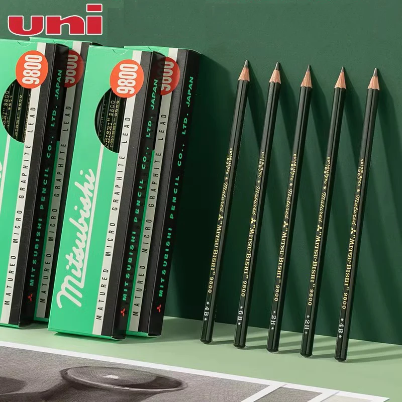 Uni 12PCS/Set H-14B Wooden Lead Pencils Set Professional Drawing Journal Premim Writing lapices For Artists Students Stationery
