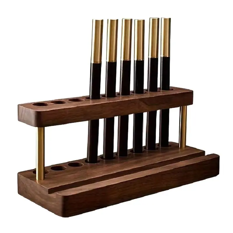 

A29F-многофункциональный настольный органайзер из орехового дерева, держатель для ручек, подставка для телефона и решение для хранения офиса и школы