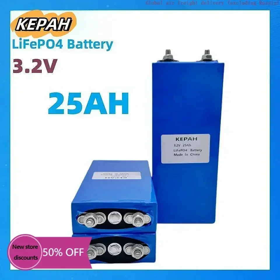 LiFePO4 3.2V 25Ah Battery Cell Lithium Iron Phosphate Deep Cycles for DIY 12V 24V 36V 48V Solar Energy Outdoors Power, EV Boats