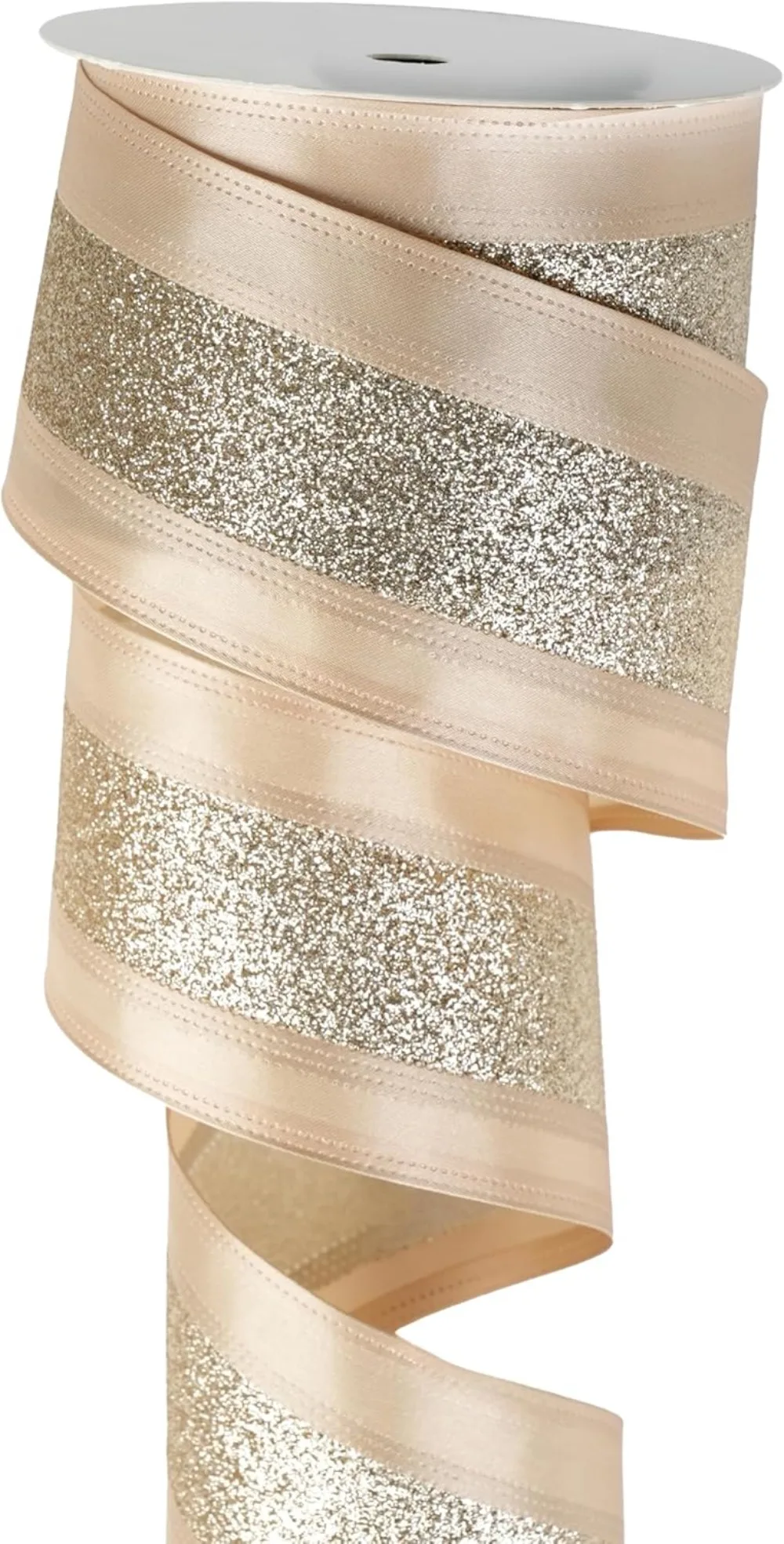 

2.5" Champagne Glitter Ribbon - 10 Yards for Gift Wrapping & Crafts