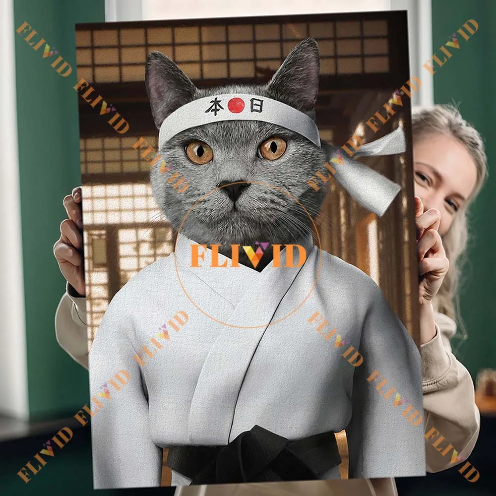 

Custom Cat Dog Soldier General Warrior Vintage Royal Portrait Poster Wall Art Canvas Painting Wall Pictures For Room Unframed