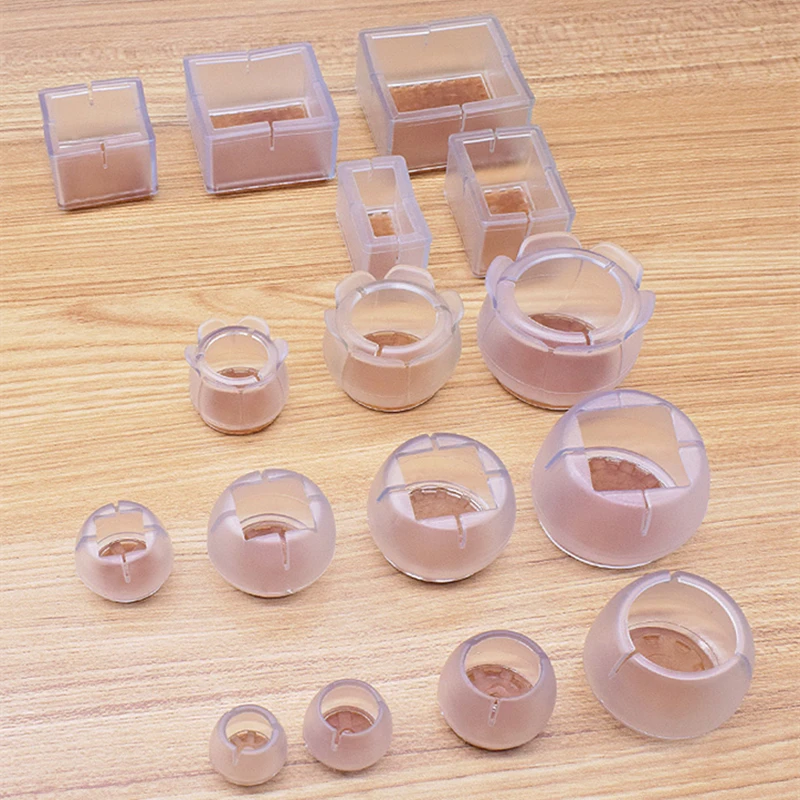 8Pcs Furniture Chair Leg Caps Transparent Non-slip Bottom Foot Protection Table Covers rubber Feet Pads Wood Floor Protectors