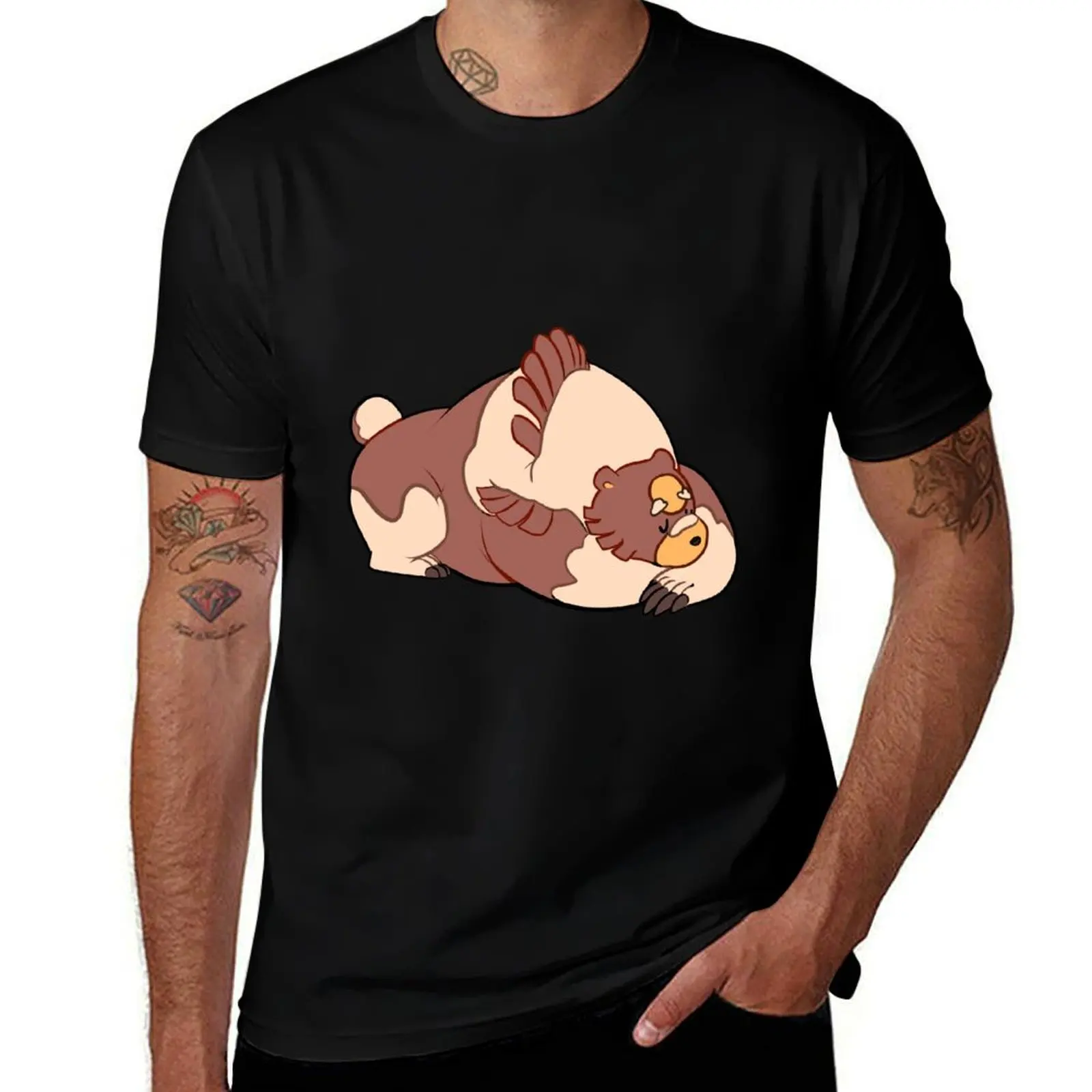 

Ursaluna sleeping T-Shirt cotton t shirts man 100% t shirt man plain