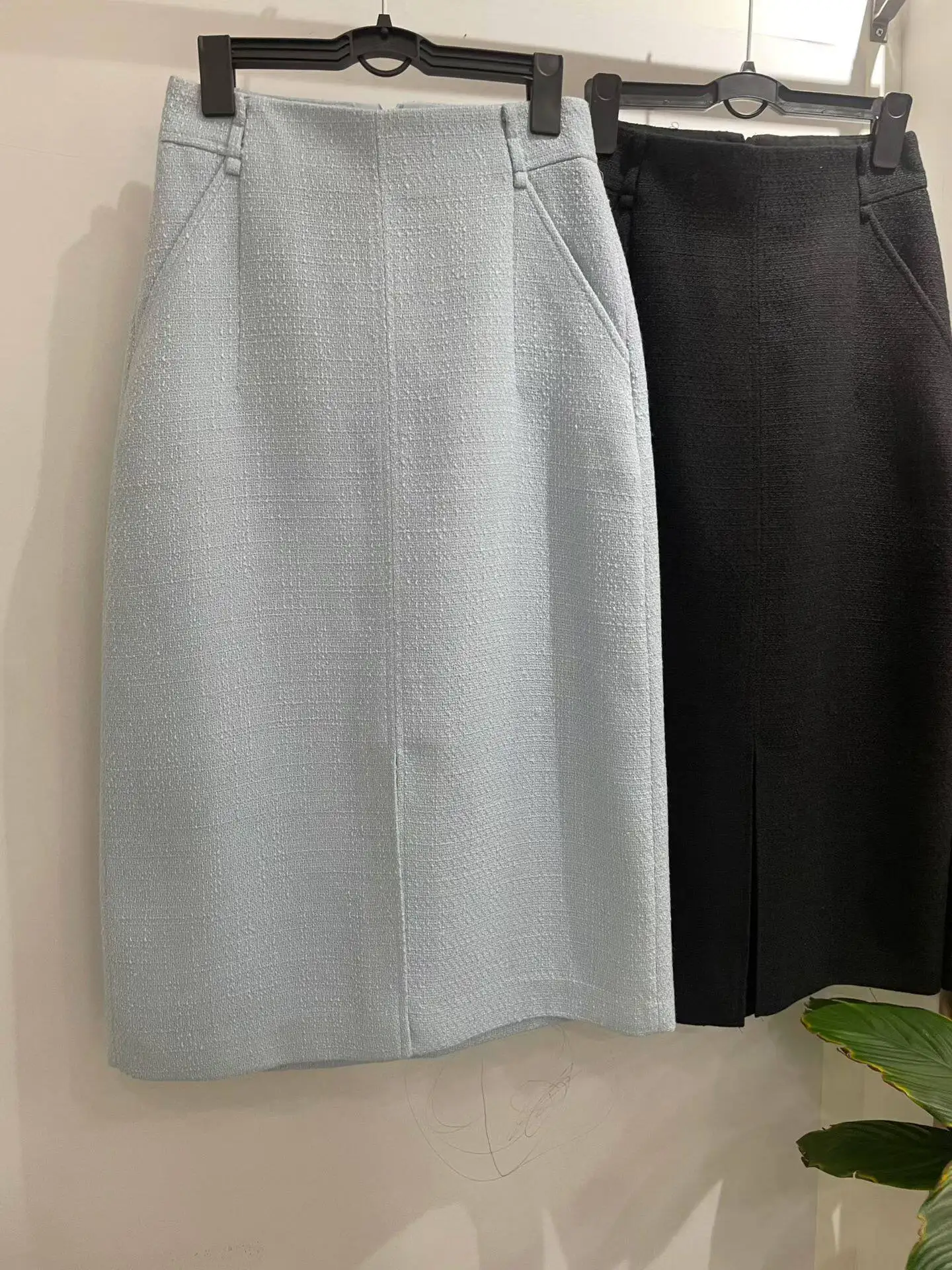 

City Commute High Waist Straight Leg Midi Skirt with Front Slit Cotton Material Slimming A-Line Half-length Fashionable Skirt
