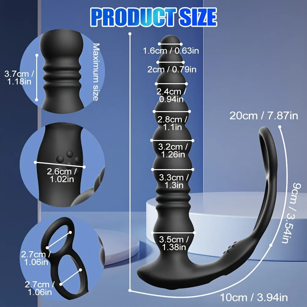 Male Prostate Massager Telescopic Anal Vibrator with Penis Ring Butt Plug Remote Control Wearable Anus Adult Sex Toy for Men Gay - Image 3