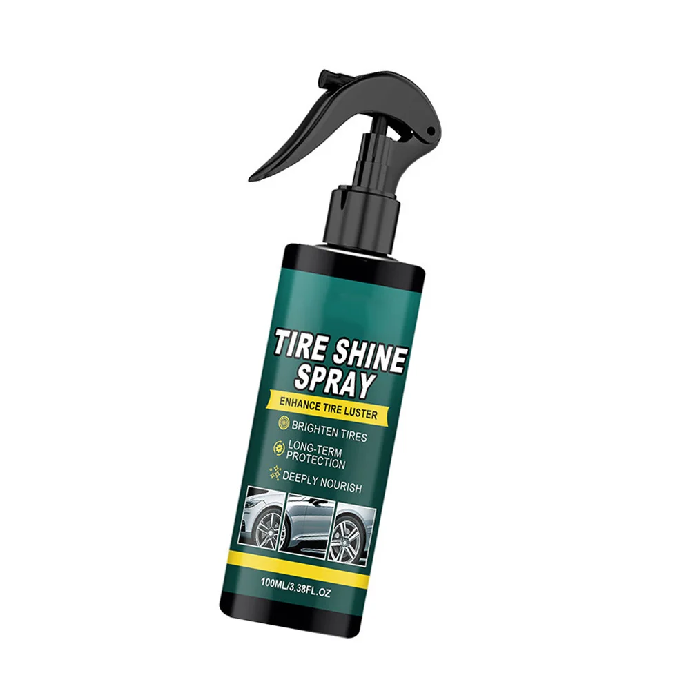 Non Greasy Tire Shine Spray 100ml Formula for Tires Bumpers Floor Mats Rubber Trims Wet Look Finish Non Greasy