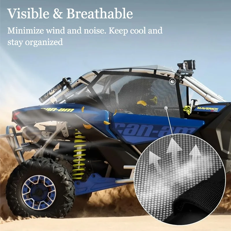 UTV Side Window Net Mesh Sunshade Cover Upper Door Window Screen For Can Am Maverick X3 2017-2021 X3 Max Front Window
