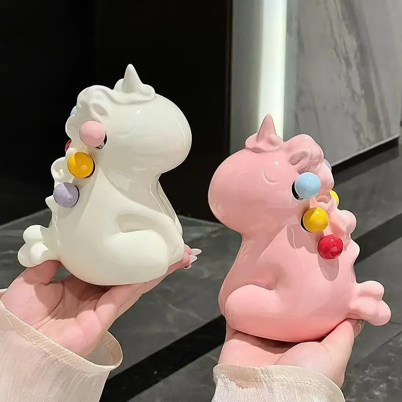 Cute unicorn fruit fork set, high-end appearance, cute ceramic fruit fork box, home use, stainless steel fruit fork