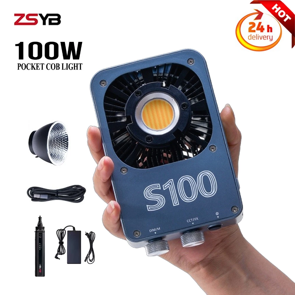 

ZSYB S100 100W COB LED Light Full Color 2700k-5600k Photography Lighting Outdoor Video Shooting Handheld Portable Pocket Light