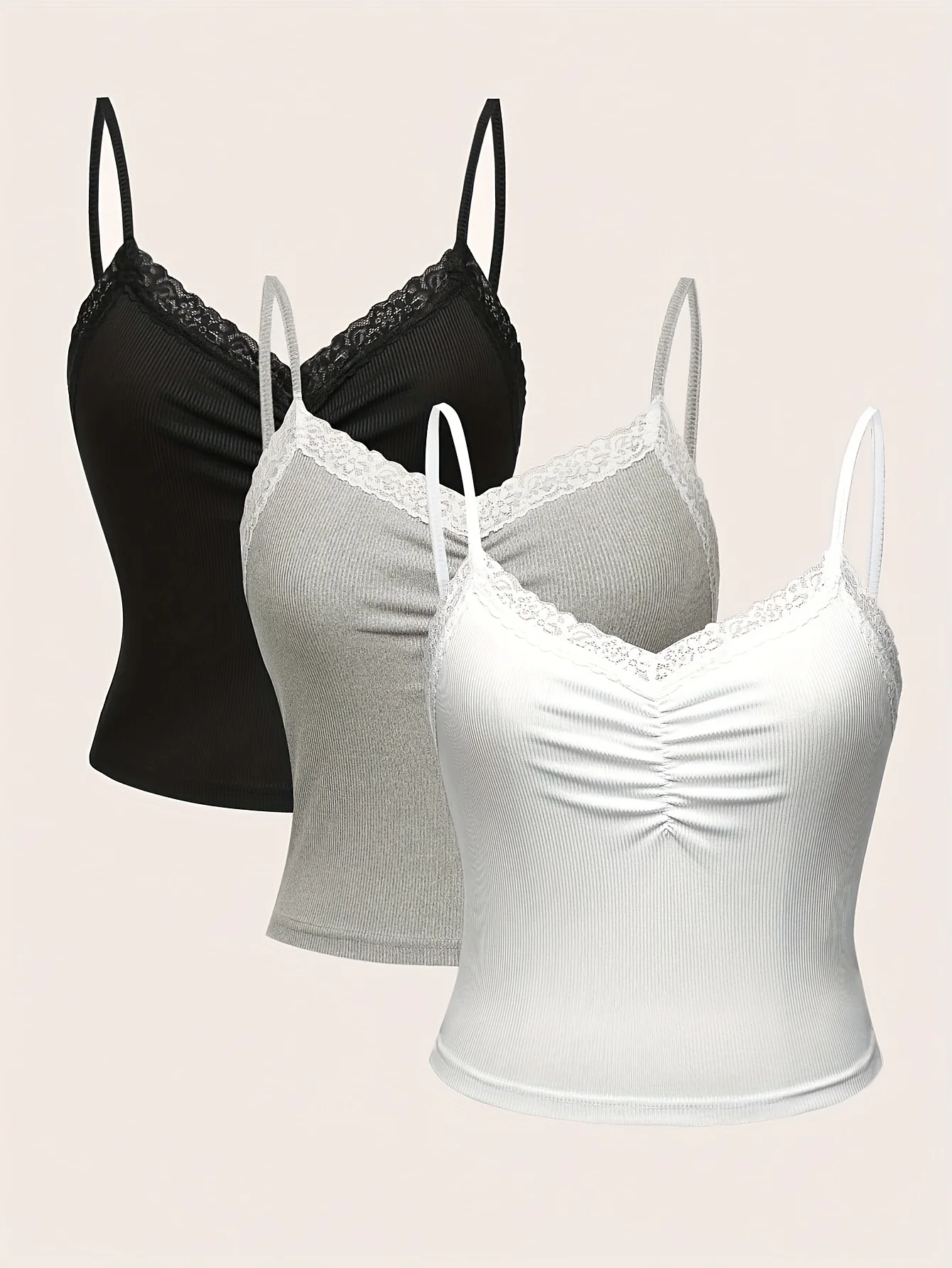 Spring, summer and autumn women's clothing 3-piece set, ribbed casual women's clothing suspender vest