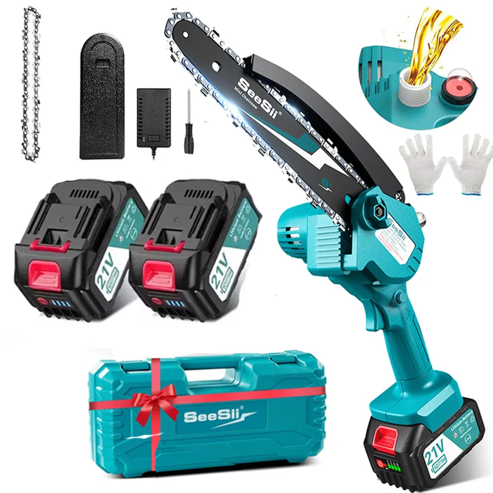 Seesii 8''Sega Elettrica Mini Cordless Motosega Elettrica Taglio Da Giardino Loppers Taglio Del Legno Strumento di Potere Per makita 18v batteria pin