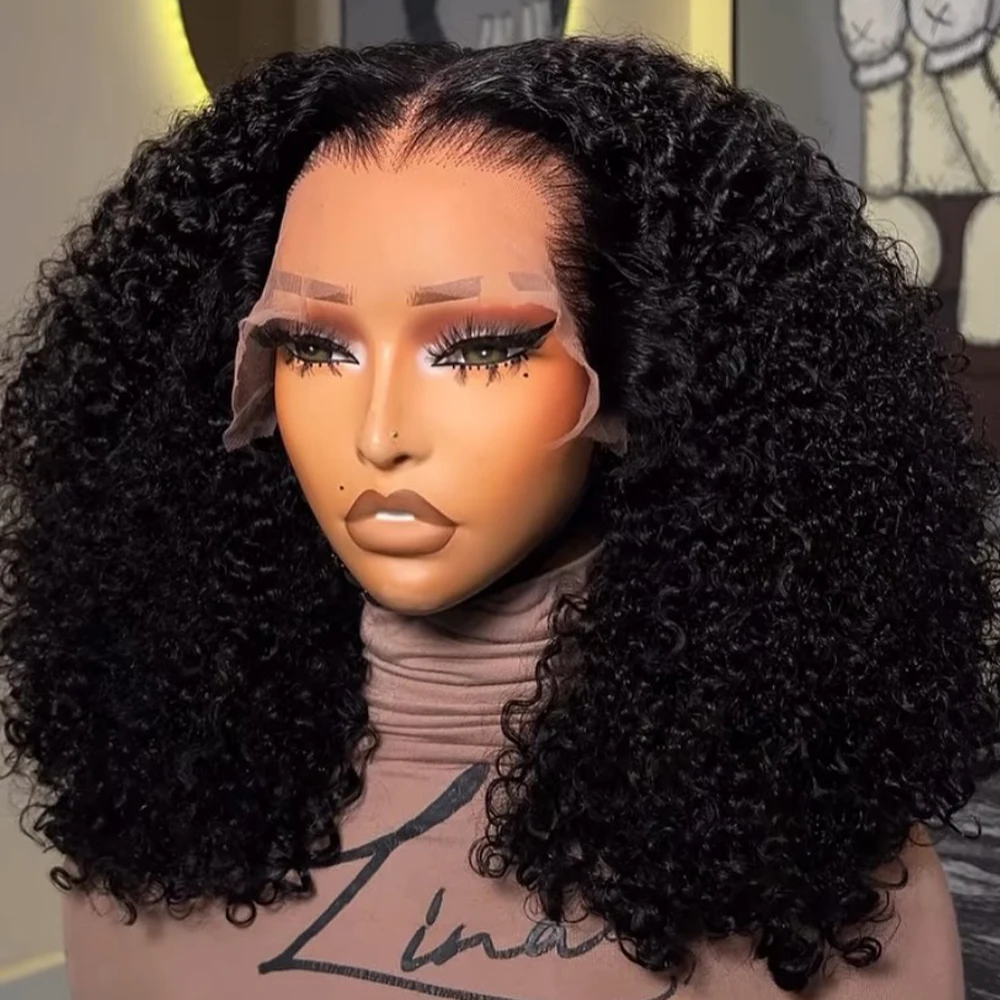 Кудрявые вьющиеся бесклеевые парики плотности 400 13 × 6 HD Прозрачные кружевные фронтальные парики 100% человеческие волосы Бразильский парик из натуральных волос Remy