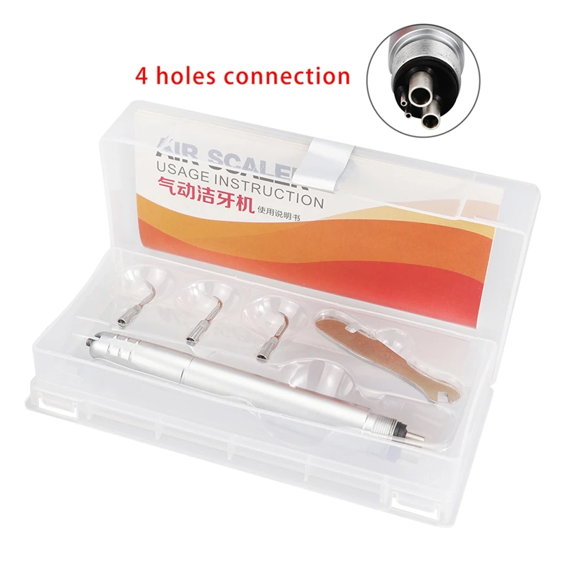 1 Set Handpiece Scaler Udara Ultrasonik 3 Tips Pembersih Pemutih Gigi 4 Lubang
