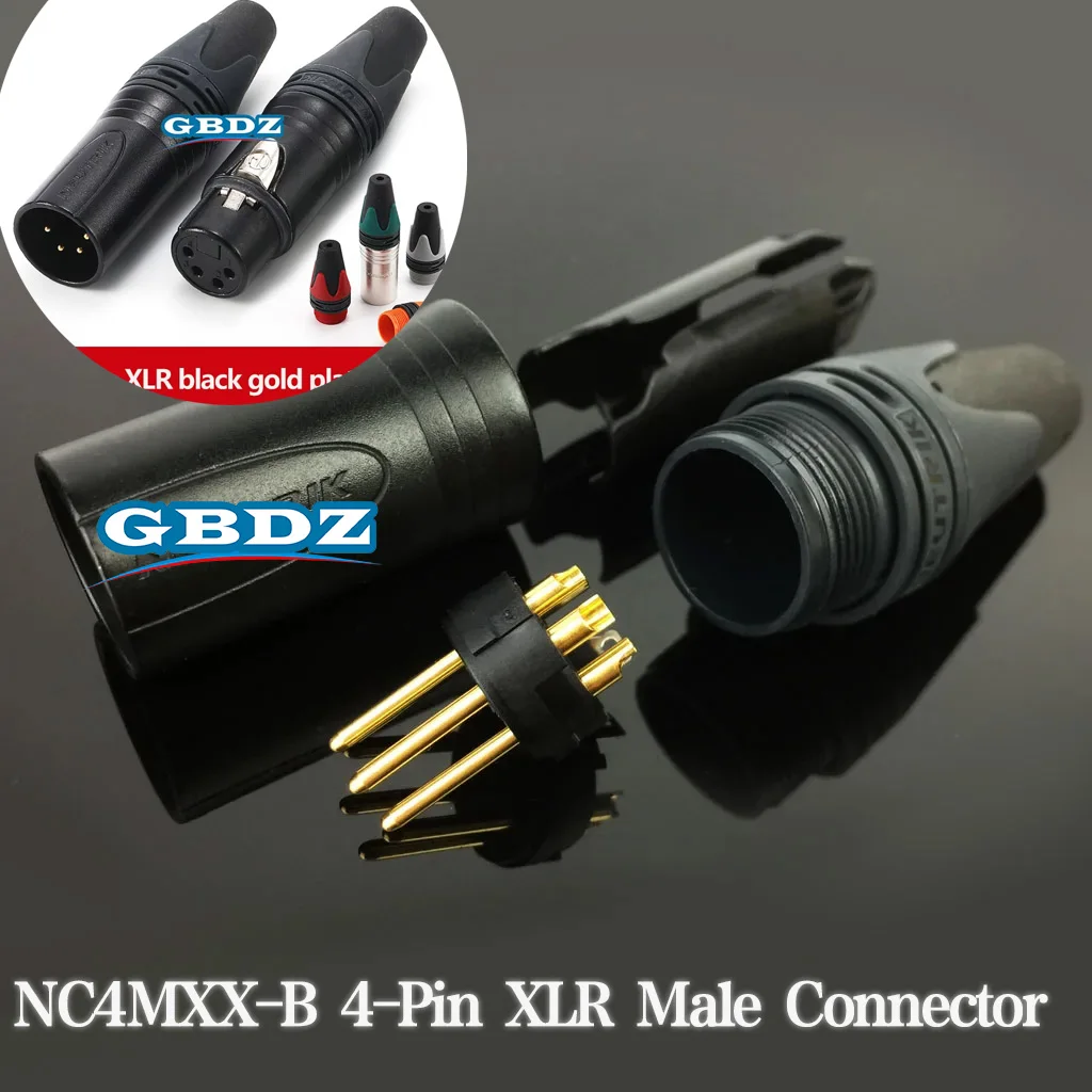 NC4MXX-B 4-Pin XLR Male Connector Gold/Silver Plated Contacts  DIY Headphone Balanced Upgrade for Stage Audio
