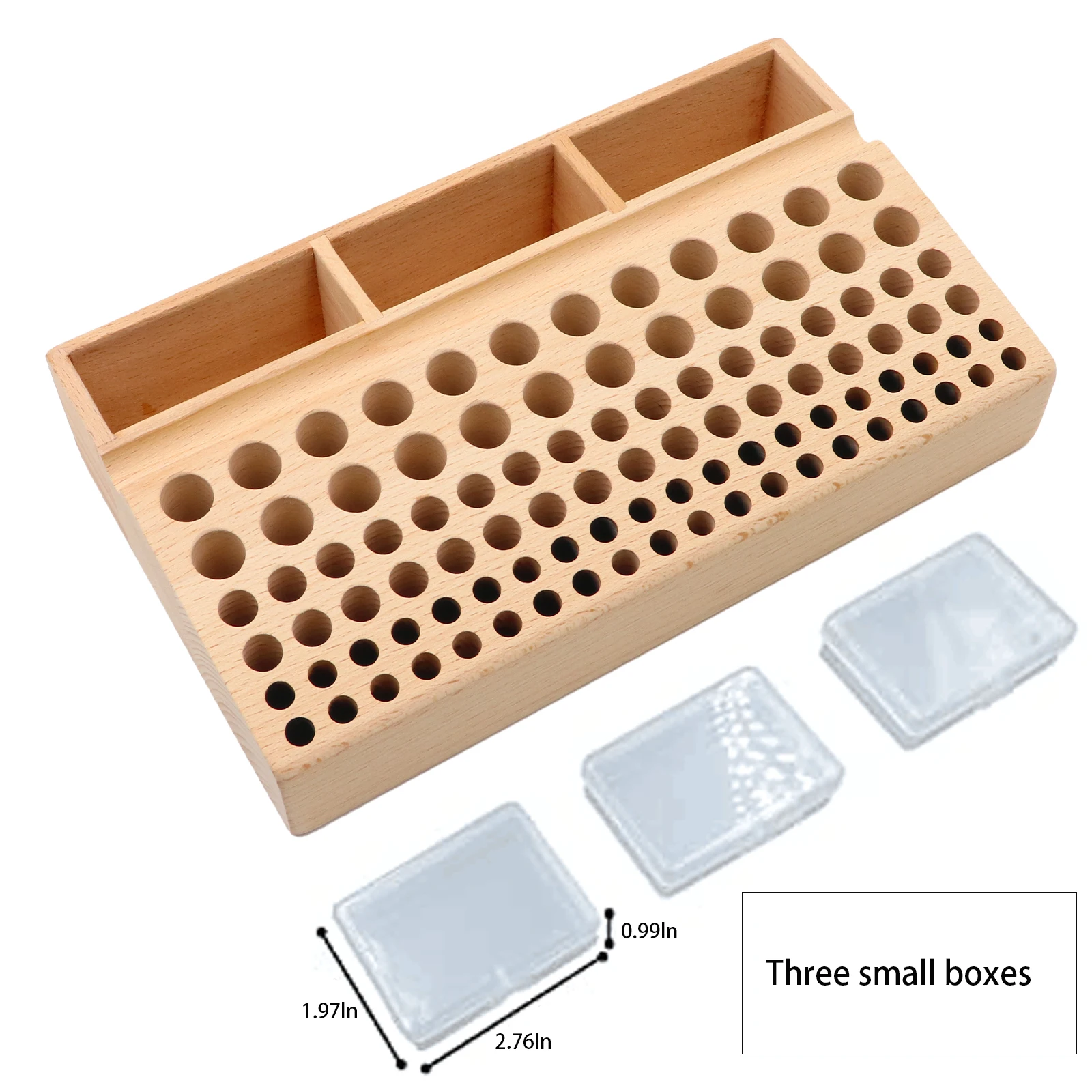 Handwork Tools Holder Box 98 Holes Organizer Wooden Rack for Leather Craft Punches Stand Carving tools Drill Bits Storage