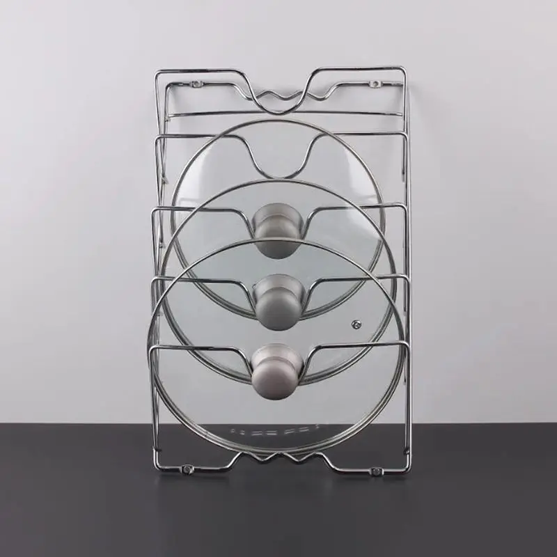 1Pcs Kitchen Accessories Stainless Steel Pot Lid Shelf Kitchen Organizer Pan Cover Lid Rack Stand Holder Dish Rack image 6