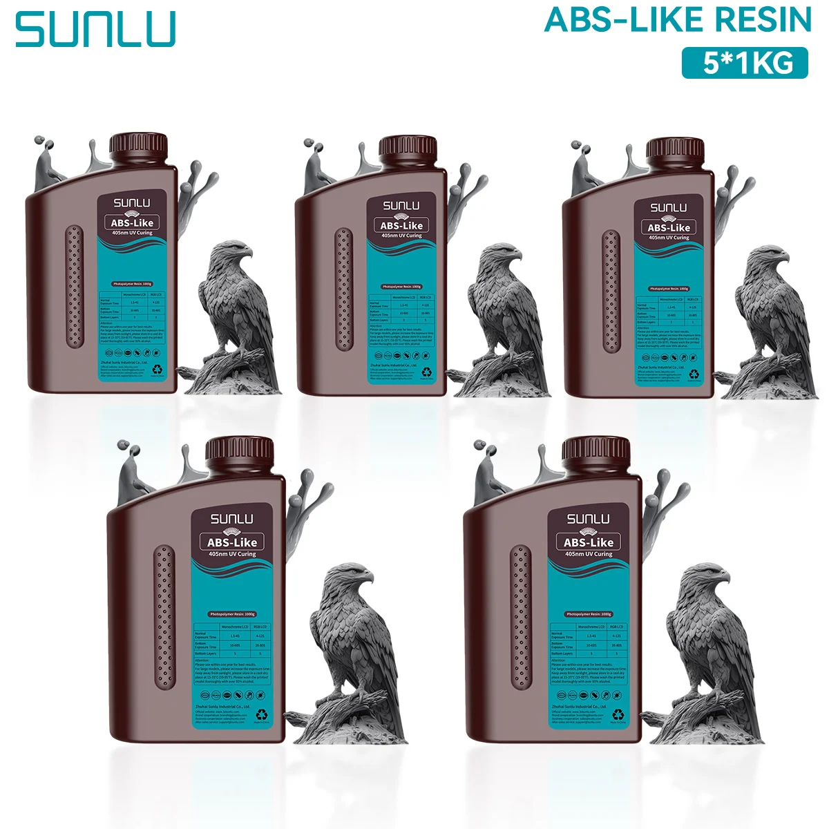 

SUNLU ABS Like 3D Printer UV Resin Smooth Surface 405nm High Toughness Fast Curing Photopolymer Resin for Most LCD Printer 5KG
