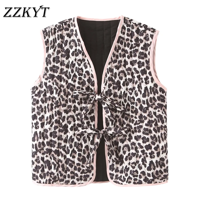 Women's Vest Autumn Fashion Loose Sleeveless Jackets Vintage Leopard Print Coats Casual Waistcoat Streetwear Female Clothes