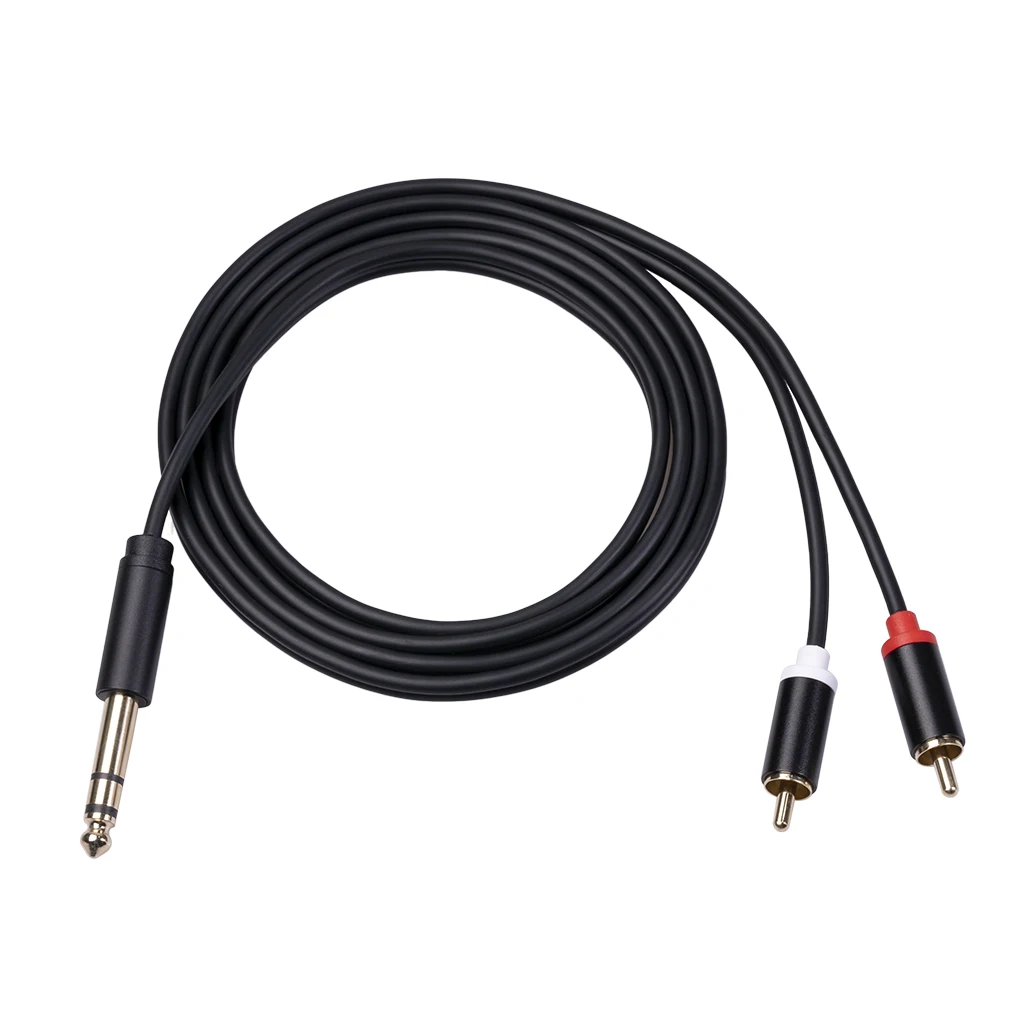 ~【On Sale】6.35 Mm To 2RCA Cable, RCA Cable 6.35Mm Male To 2 RCA Male Stereo Audio Adapter Y Splitter RCA Cable -3 Meter