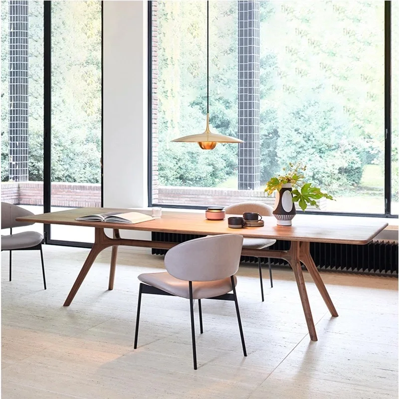 Factory Direct 2026 Nordic creative dining table designer conference  living room solid wood long modern simple desk large board