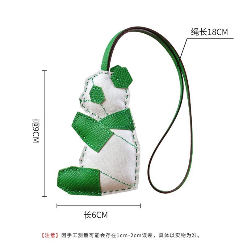 DIMY 2025 Little Panda Pendant Handmade Genuine Leather Bag Pendant for Women, Car Rearview Mirror Pendant for Men