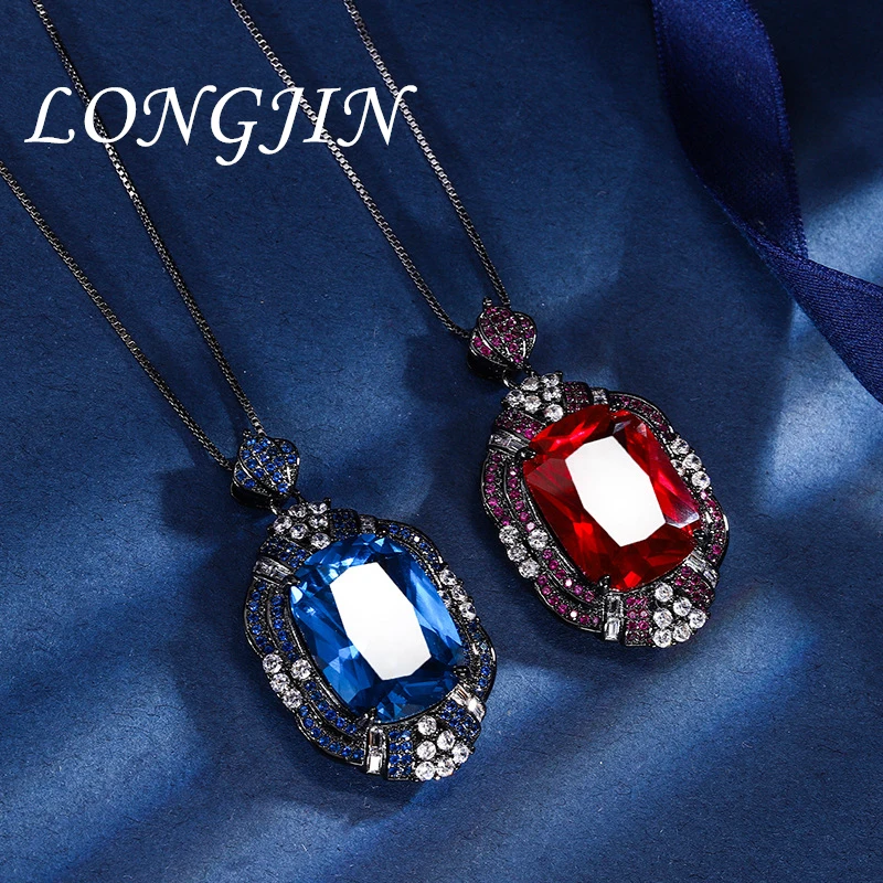 

Charms 15*20mm Red High Carbon Diamond Pendant Necklaces for Women Luxury Quality Jewelry Black Chain Gift for New Year 2024