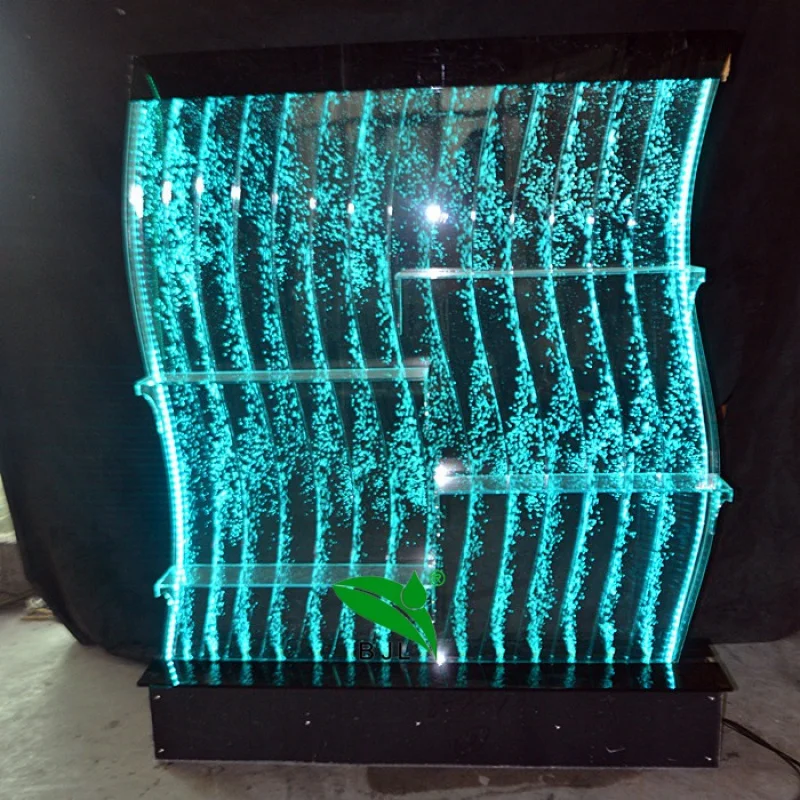 custom，S shape LED mobile bar cabinet wine display with water bubble wall