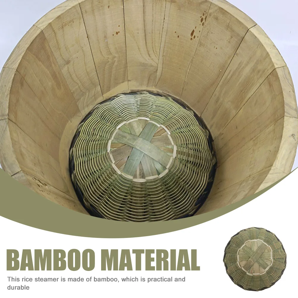 

Bamboo Woven Rice Bucket Bottom Handmade Steamed Rice Container Base For Kitchen Cooking Multi-Function Household Storage