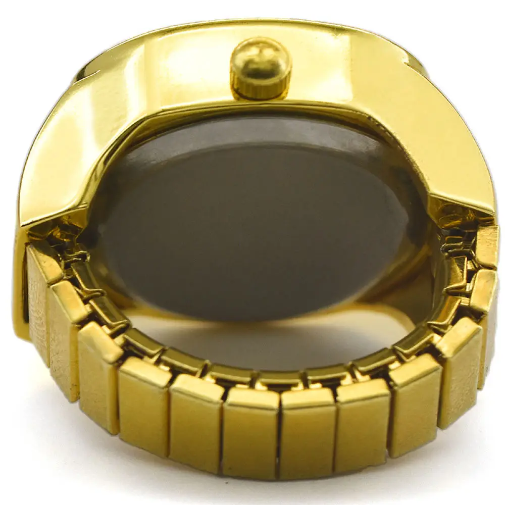 Creative Alloy Finger Ring Watch Square Dial Casual Quartz Timepiece Decorative Accessory For Couple Fashion Gift