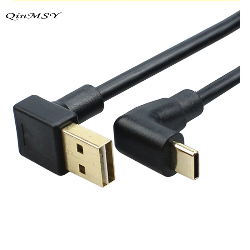 Reversible USB-C Type C To USB 2.0 90 Degree Left & Right&UP&Down Angled Data Cable For VR Mac & Tablet & Cell Phone  25cm 1m