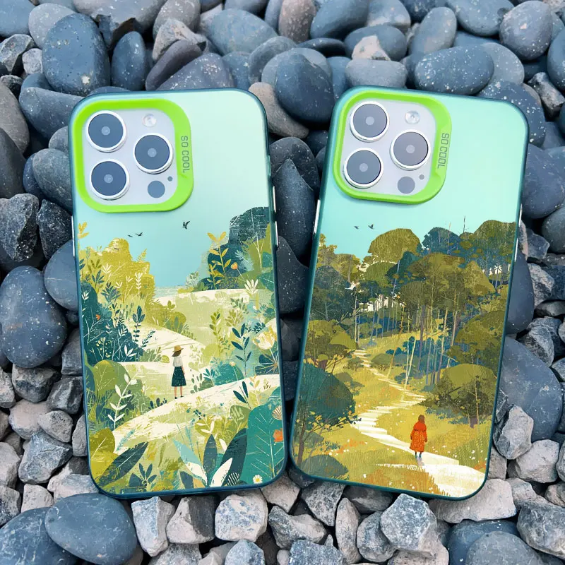 Ins Fresh Spring Scenery Phone Case For Iphone 11 14 15 Pro Max 12 13 Mini Pro Max 15 14 Plus Shockproof Matte Laser Back Cover