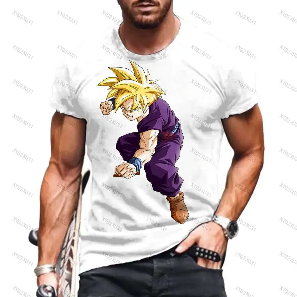 

Мужская футболка с принтом Dragon Ball Z Goku, летняя уличная футболка с рисунком Вегета 2024, одежда для родителей и детей, большой размер 110-6XL